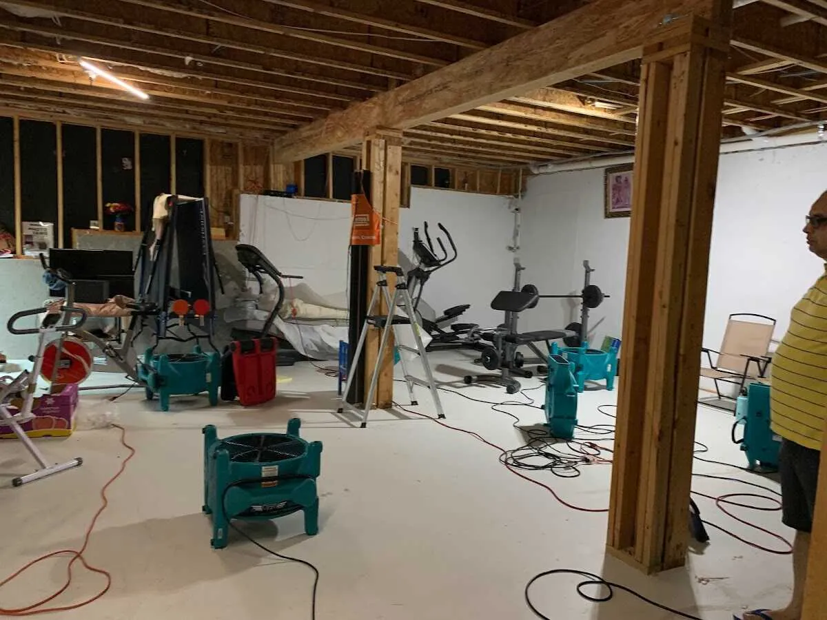 Basement drying equipment setup for Contents Cleaning & Restoration in Gig Harbor